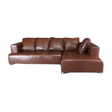 Opium L - Shape Corner Sofa with Chaise in Brown Leather by Didier Gomez - REHAUS - Didier Gomez