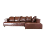 Opium L - Shape Corner Sofa with Chaise in Brown Leather by Didier Gomez - REHAUS - Didier Gomez