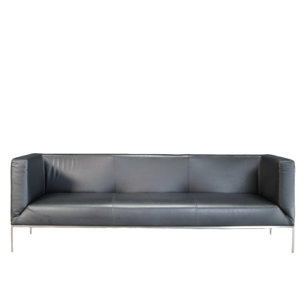 Paari Design Black Leather 3 Seater Sofa @ REHAUS