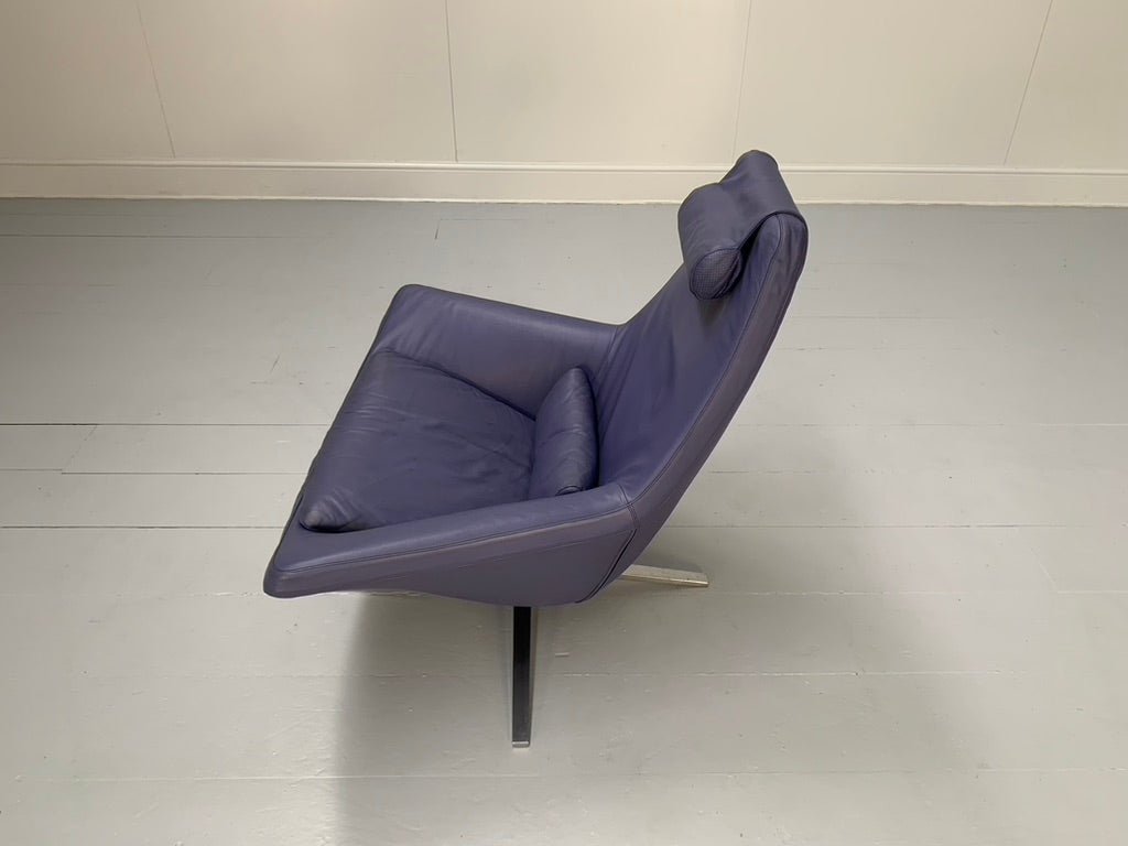 Pair of B&B Italia Metropolitan ME100 Armchairs - In Blue Gamma Leather @ REHAUS