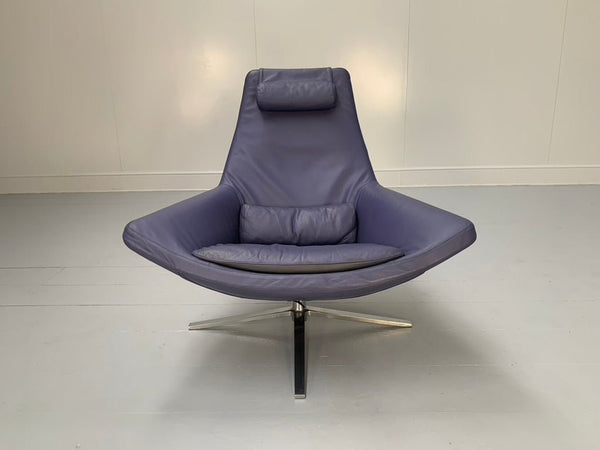 Pair of B&B Italia Metropolitan ME100 Armchairs - In Blue Gamma Leather @ REHAUS