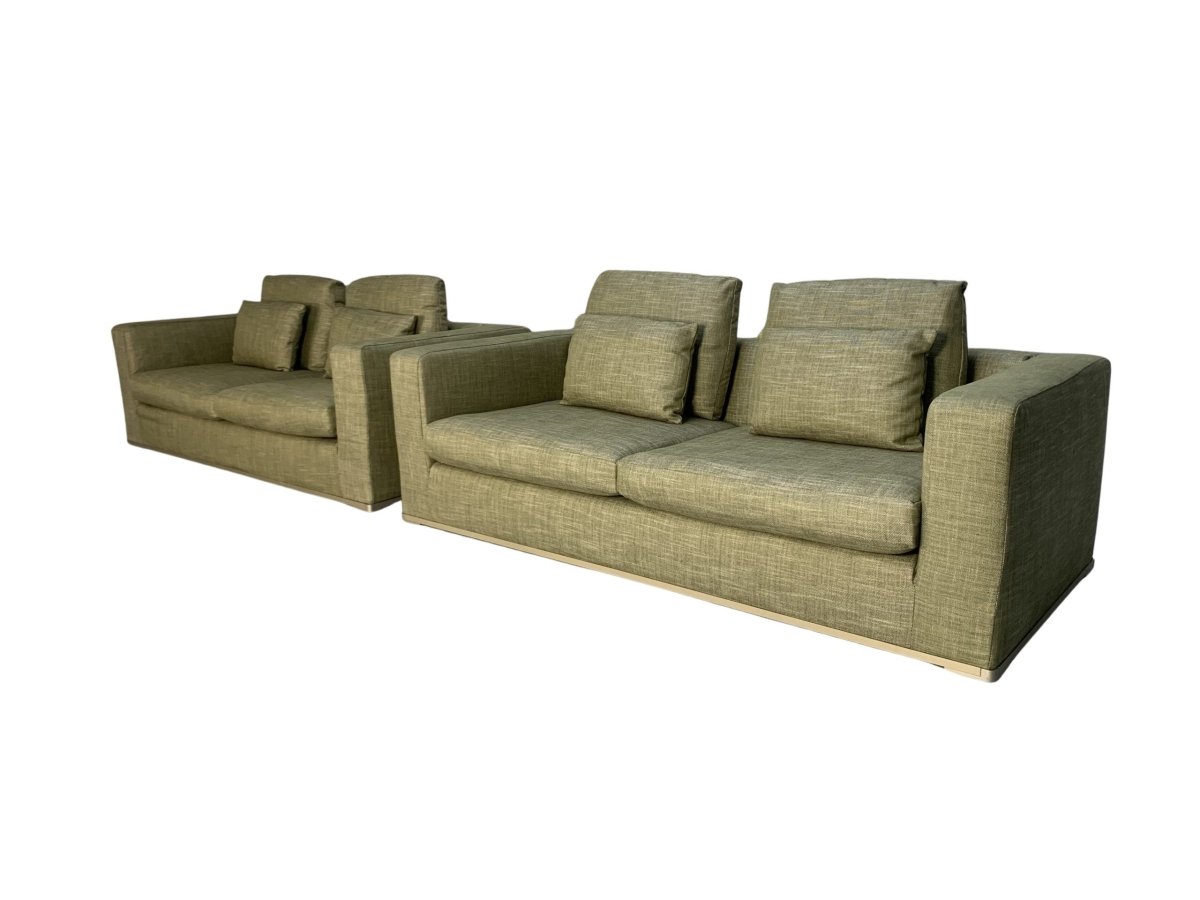 Pair of B&B Italia Omnia Sofas - 2.5 - Seat - In Pale Green Linen @ REHAUS