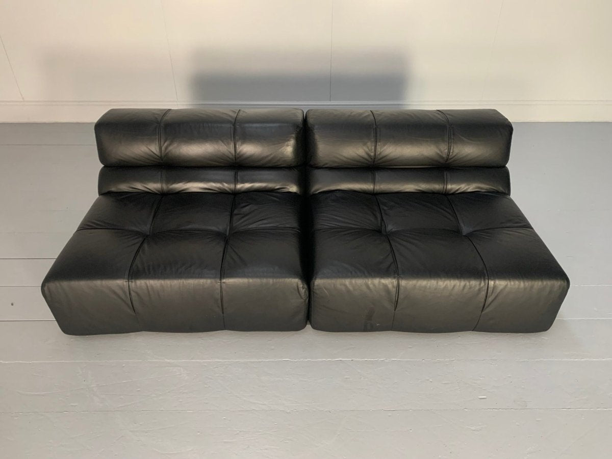 Pair of B&B Italia Tufty Time Sofas - In Black Leather @ REHAUS