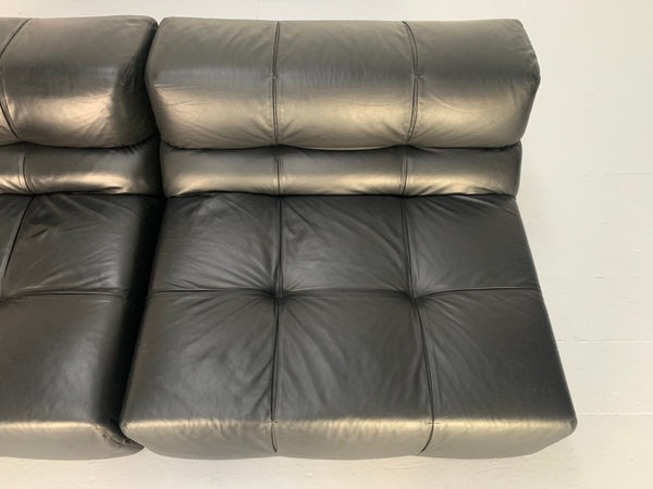 Pair of B&B Italia Tufty Time Sofas - In Black Leather @ REHAUS