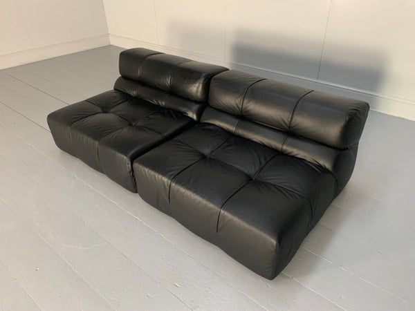 Pair of B&B Italia Tufty Time Sofas - In Black Leather @ REHAUS