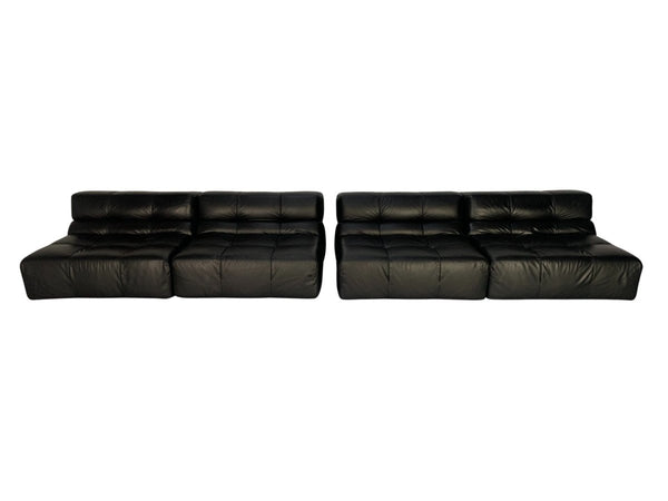 Pair of B&B Italia Tufty Time Sofas - In Black Leather @ REHAUS