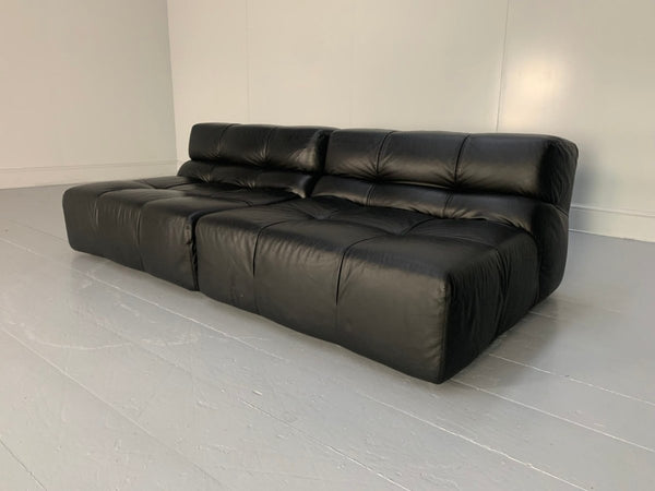 Pair of B&B Italia Tufty Time Sofas - In Black Leather @ REHAUS