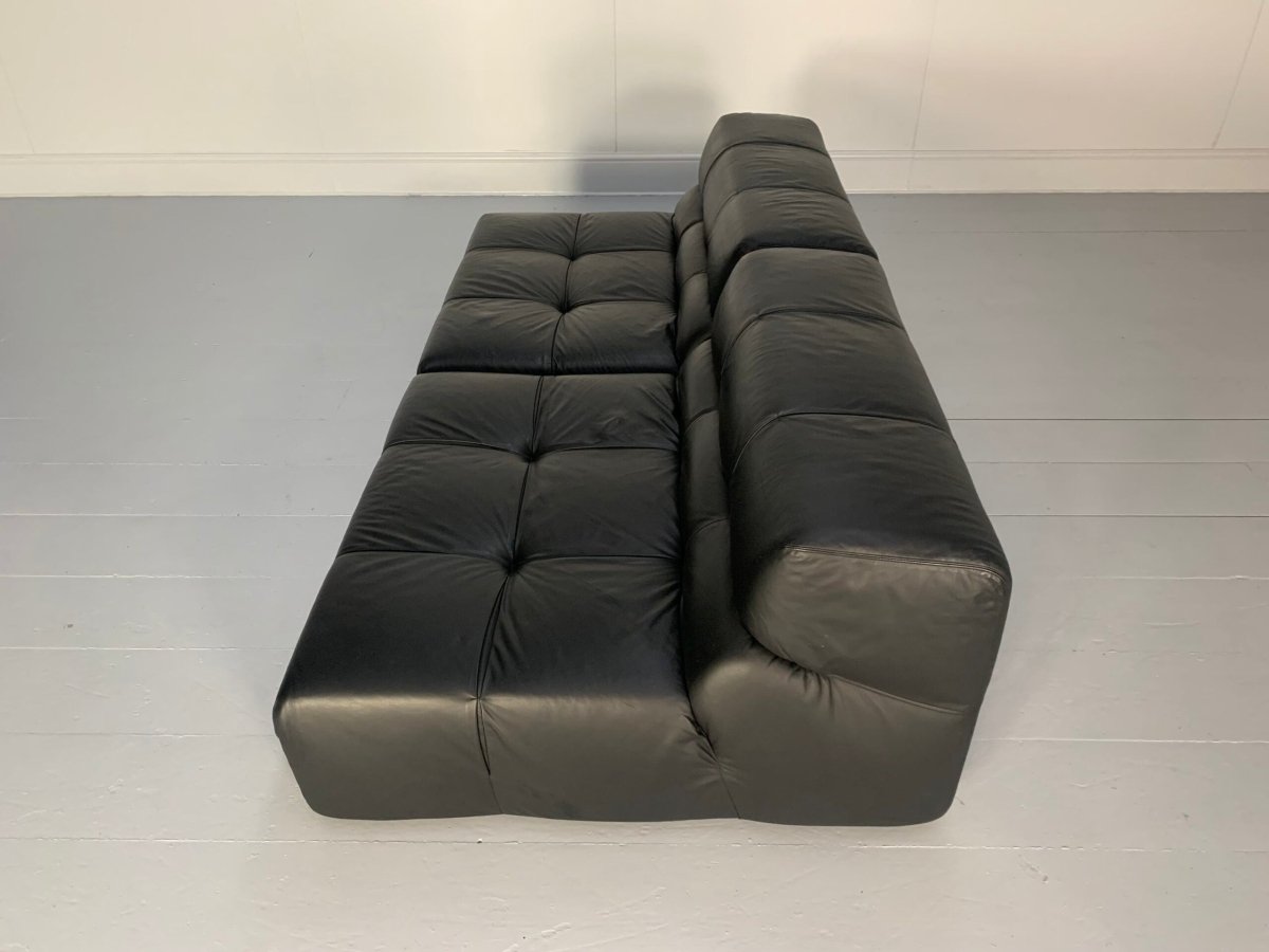 Pair of B&B Italia Tufty Time Sofas - In Black Leather @ REHAUS