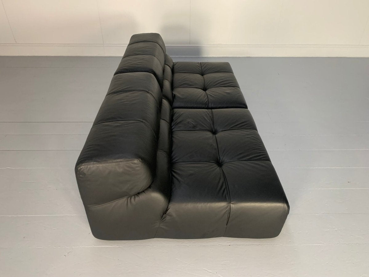 Pair of B&B Italia Tufty Time Sofas - In Black Leather @ REHAUS