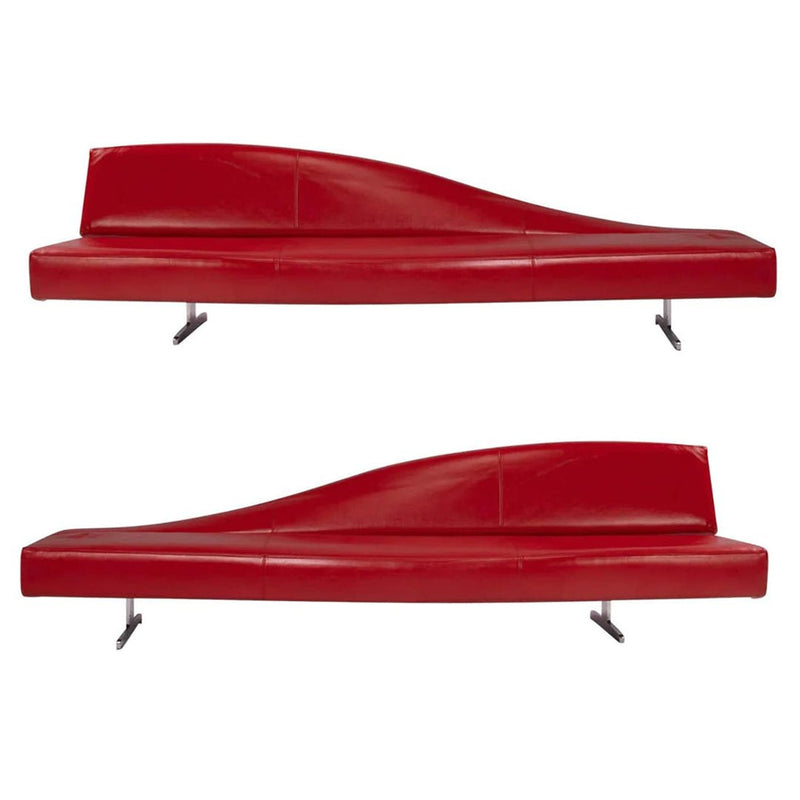 Pair of Cassina Asped Red Leather Sofas By Jean - Marie Massaud, 2005 - REHAUS - Jean - Marie Massuad