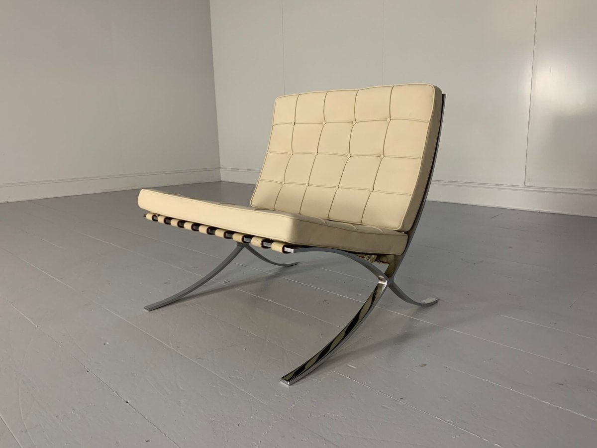 Pair of Knoll Studio Barcelona Chairs - In Pale Leather @ REHAUS