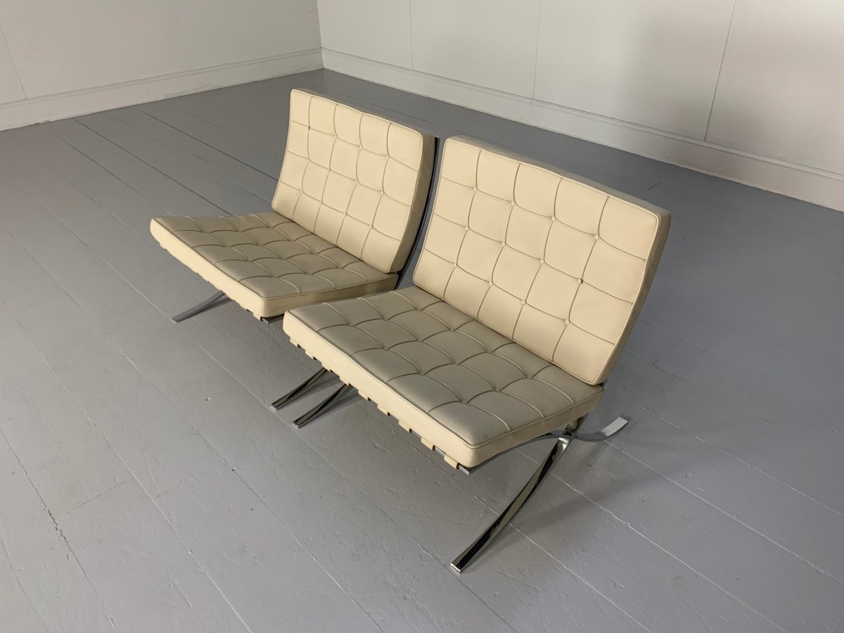 Pair of Knoll Studio Barcelona Chairs - In Pale Leather @ REHAUS