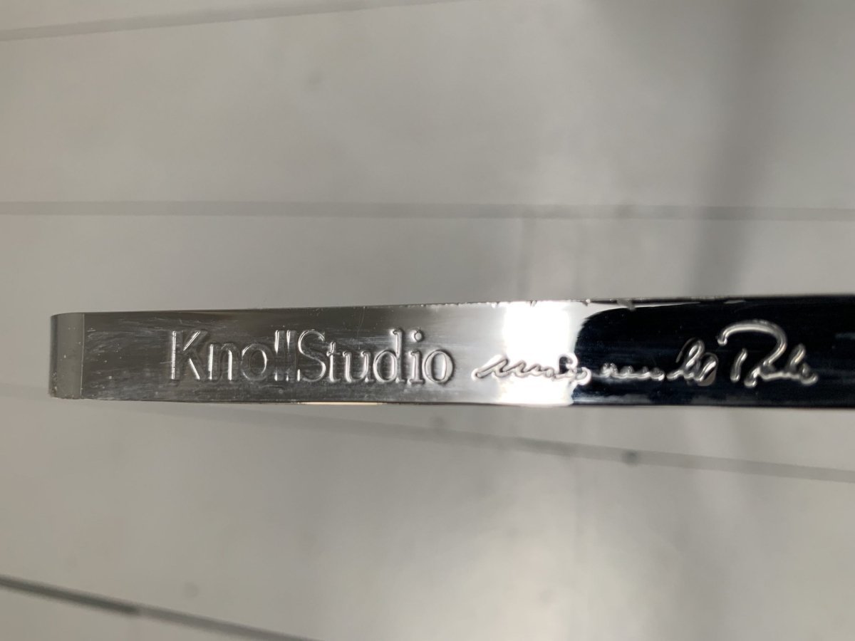 Pair of Knoll Studio Brno Flat Bar Armchairs - in Chrome & White Leather @ REHAUS