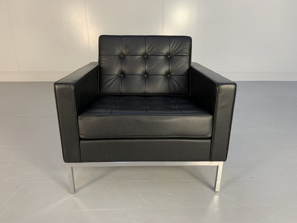 Pair of Knoll Studio Florence Knoll Lounge Chairs Armchairs - In Black Volo Leather @ REHAUS