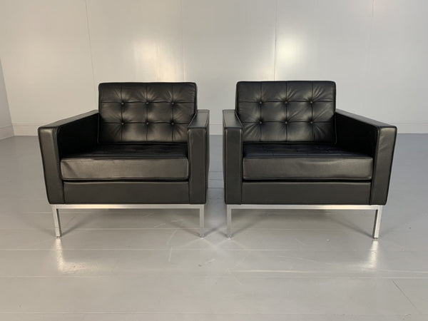 Pair of Knoll Studio Florence Knoll Lounge Chairs Armchairs - In Black Volo Leather @ REHAUS