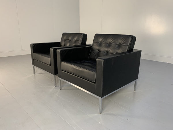 Pair of Knoll Studio Florence Knoll Lounge Chairs Armchairs - In Black Volo Leather @ REHAUS