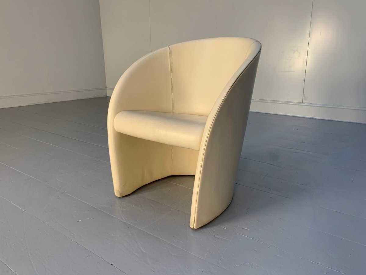 Pair of Poltrona Frau Intervista Armchairs - In Nest Ivory Leather @ REHAUS