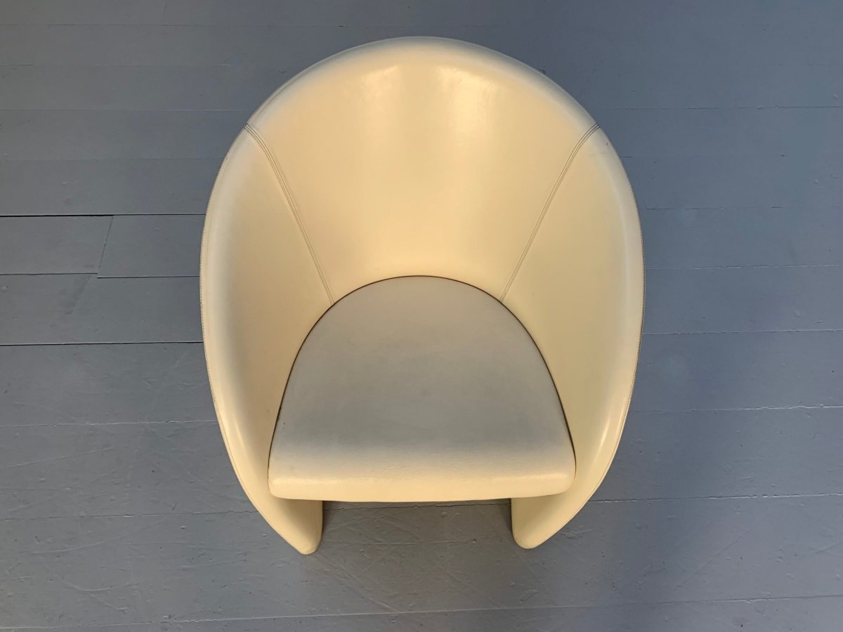 Pair of Poltrona Frau Intervista Armchairs - In Nest Ivory Leather @ REHAUS