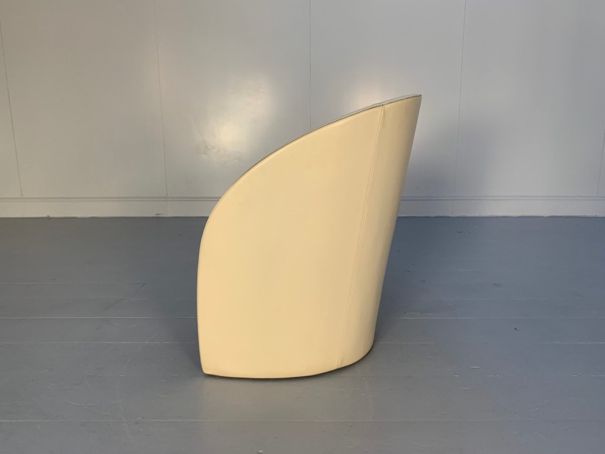 Pair of Poltrona Frau Intervista Armchairs - In Nest Ivory Leather @ REHAUS