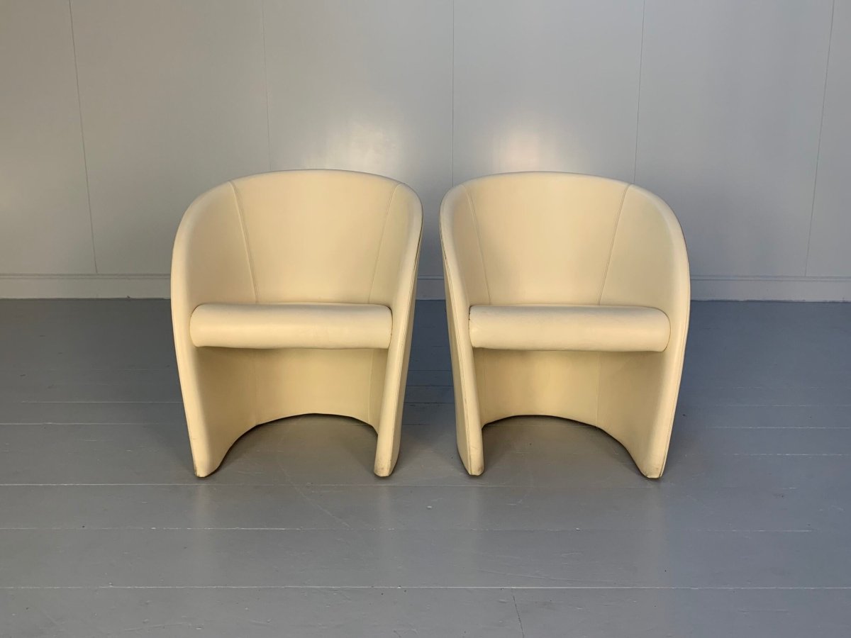 Pair of Poltrona Frau Intervista Armchairs - In Nest Ivory Leather @ REHAUS
