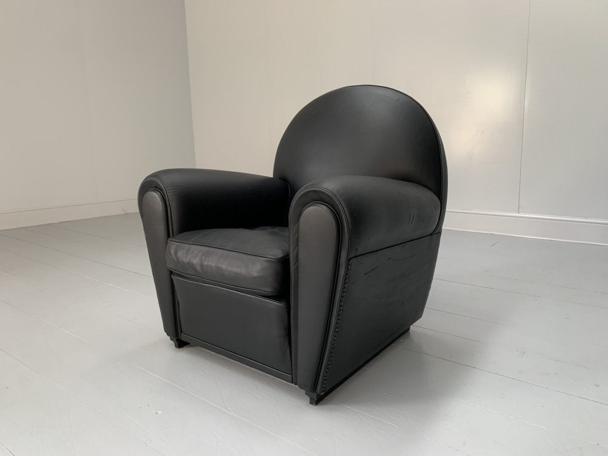 Pair of Poltrona Frau Vanity Fair Armchairs - In Pelle Frau Black Leather @ REHAUS