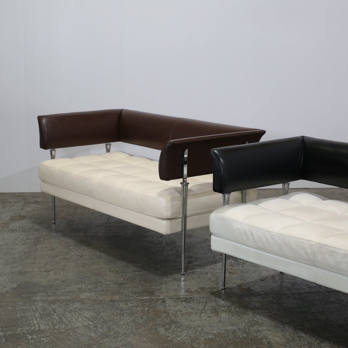 Poltrana Frau Hydra Castor Leather Sofa by Luca Scacchetti - White Cushion and Black Frame @ REHAUS