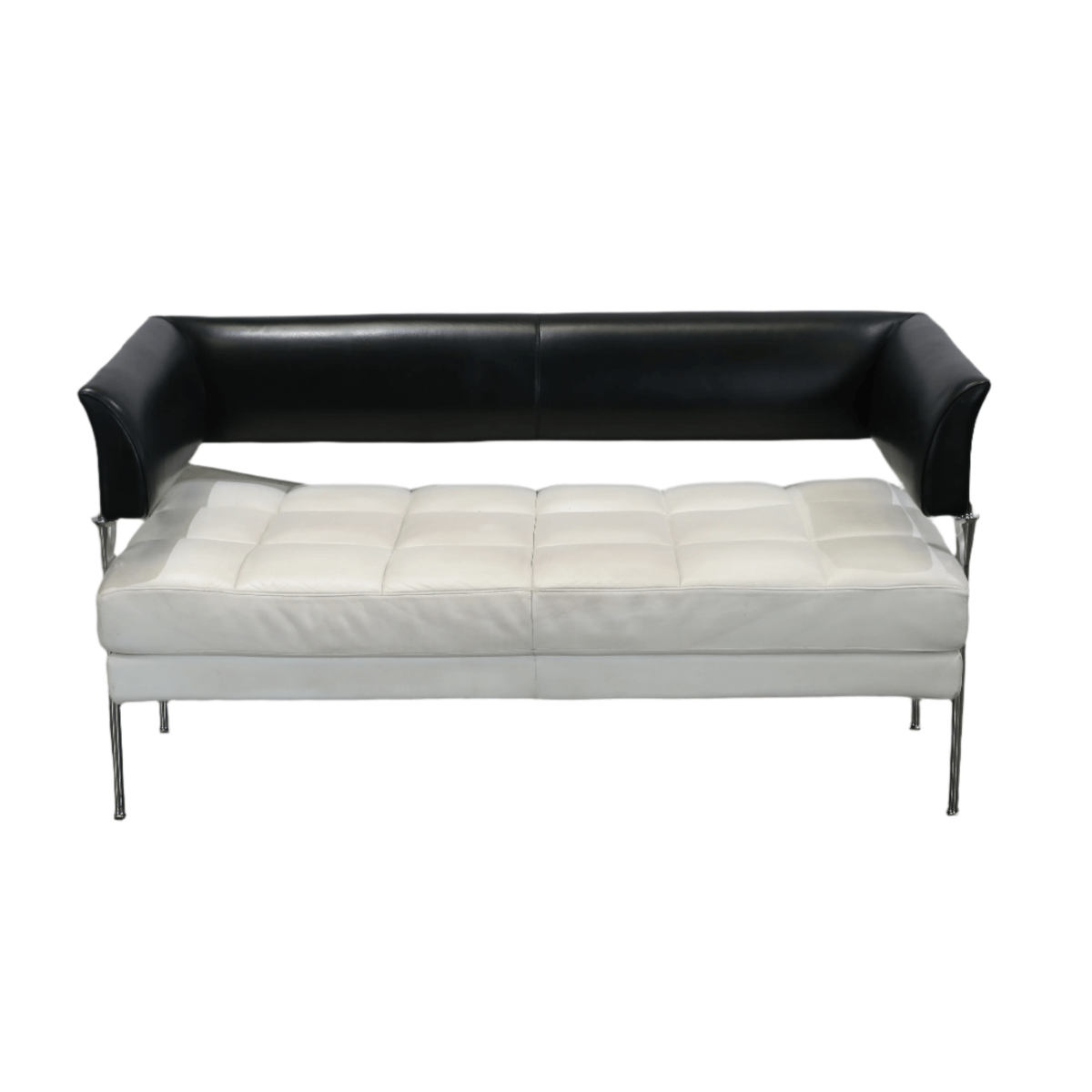 Poltrana Frau Hydra Castor Leather Sofa by Luca Scacchetti - White Cushion and Black Frame @ REHAUS