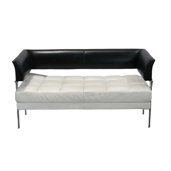 Poltrona Frau Hydra Castor Leather Sofa by Luca Scacchetti - White Cushion and Black Frame