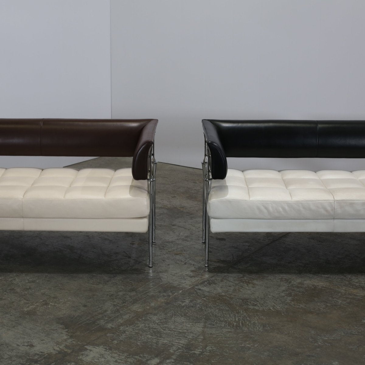 Poltrana Frau Hydra Castor Leather Sofa by Luca Scacchetti - White Cushion and Black Frame @ REHAUS