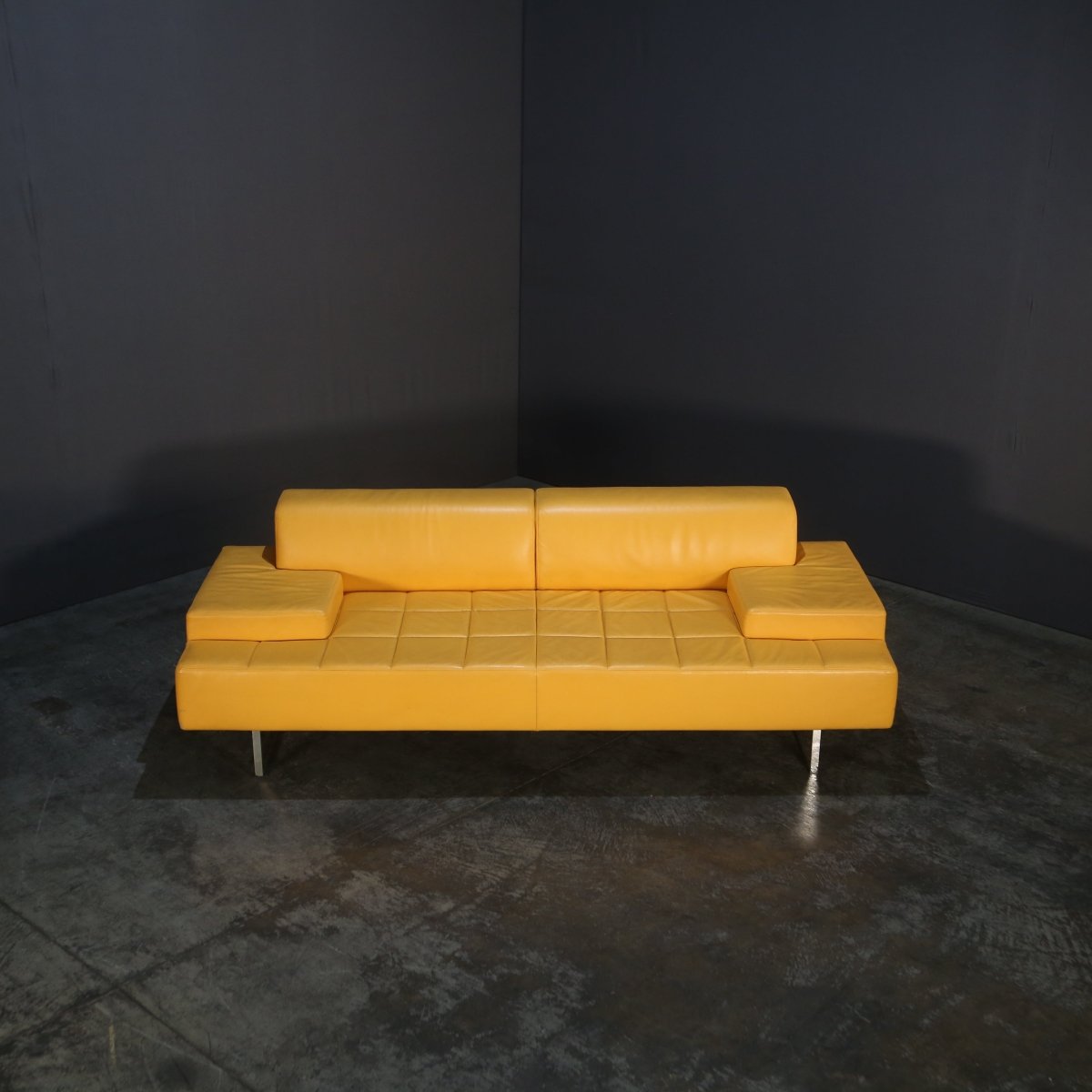 Poltrona Frau Yellow Faux Leather Sofa @ REHAUS