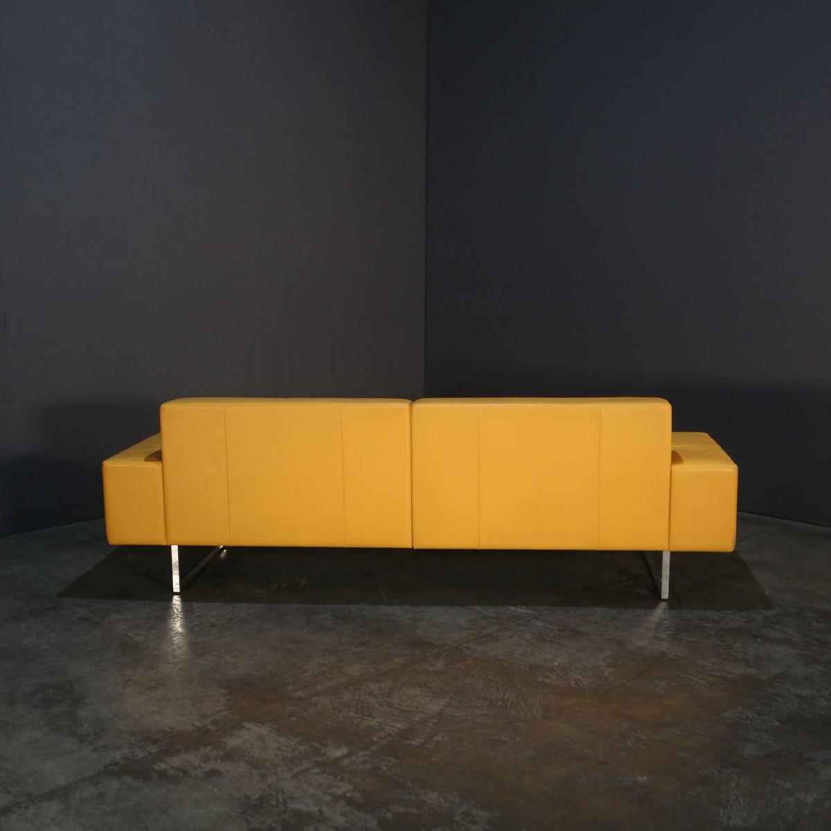 Poltrona Frau Yellow Faux Leather Sofa @ REHAUS