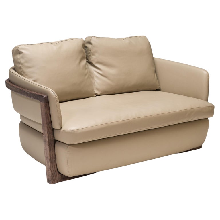 Porada by Emmanuel Gallina Beige Leather Arena 147 Loveseat Sofa - REHAUS - Emmanuel Gallina