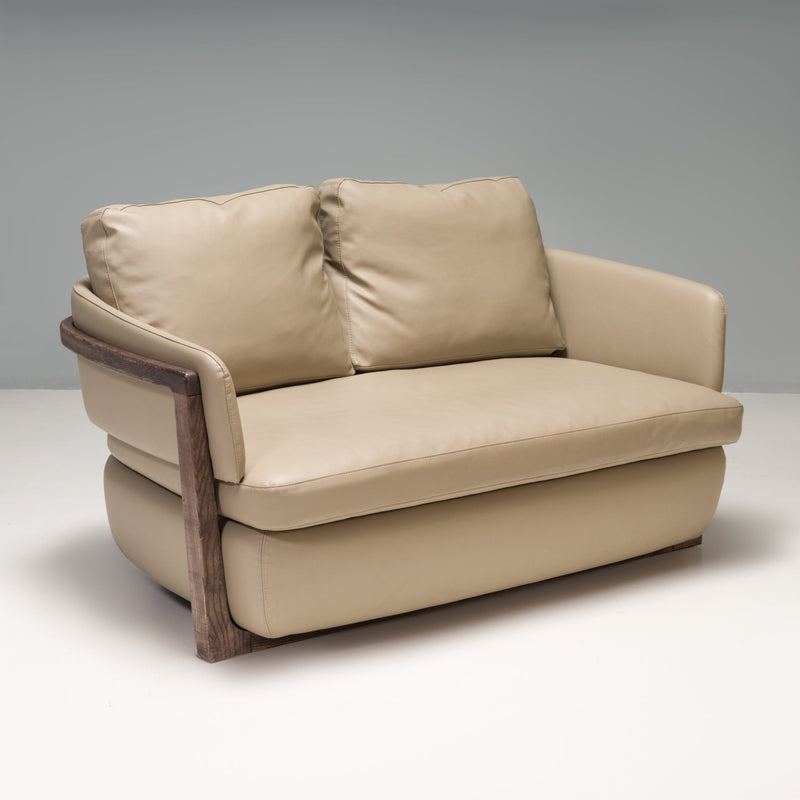 Porada by Emmanuel Gallina Beige Leather Arena 147 Loveseat Sofa - REHAUS - Emmanuel Gallina