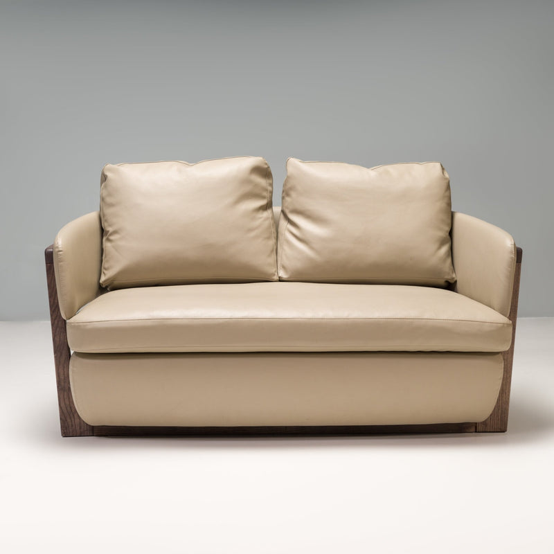 Porada by Emmanuel Gallina Beige Leather Arena 147 Loveseat Sofa - REHAUS - Emmanuel Gallina