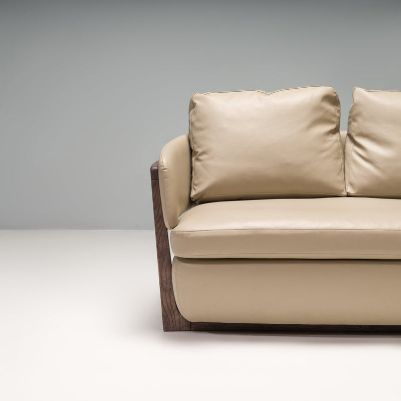 Porada by Emmanuel Gallina Beige Leather Arena 147 Loveseat Sofa - REHAUS - Emmanuel Gallina