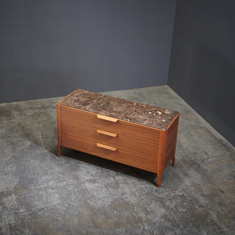 Porada Ziggy Chest of Drawers in Canaletta Walnut and Emperador Marble by Carlo Ballabio - REHAUS - Porada