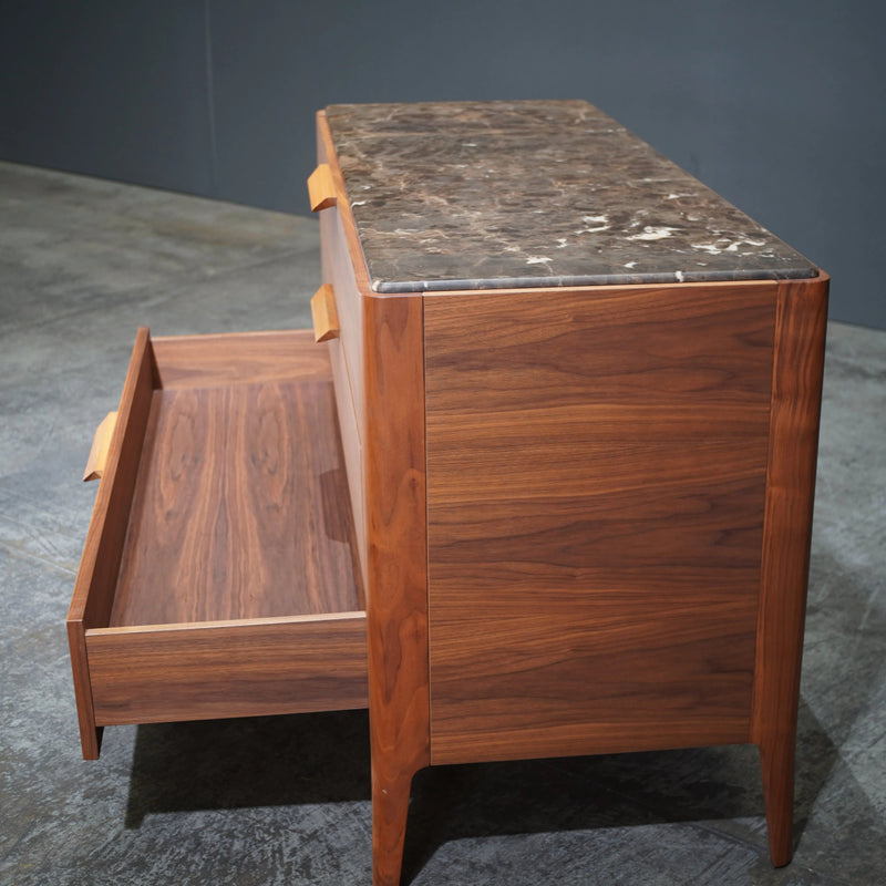 Porada Ziggy Chest of Drawers in Canaletta Walnut and Emperador Marble by Carlo Ballabio - REHAUS - Porada