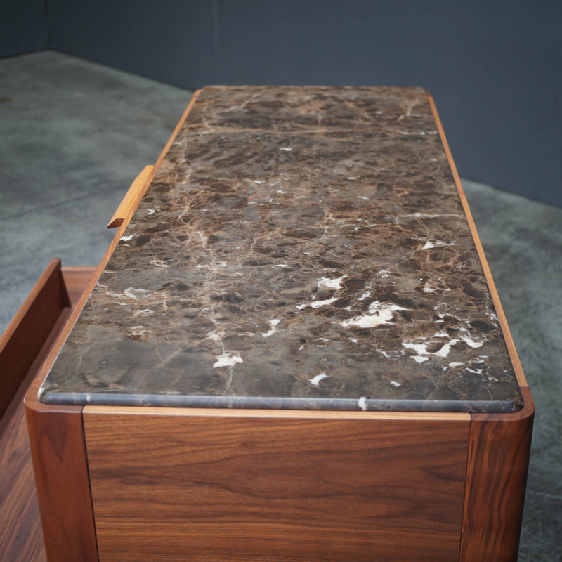 Porada Ziggy Chest of Drawers in Canaletta Walnut and Emperador Marble by Carlo Ballabio - REHAUS - Porada