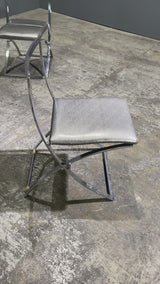 Mobel Italia 1950s Luisa Leather Folding Dining Chairs by Marcello Cuneo