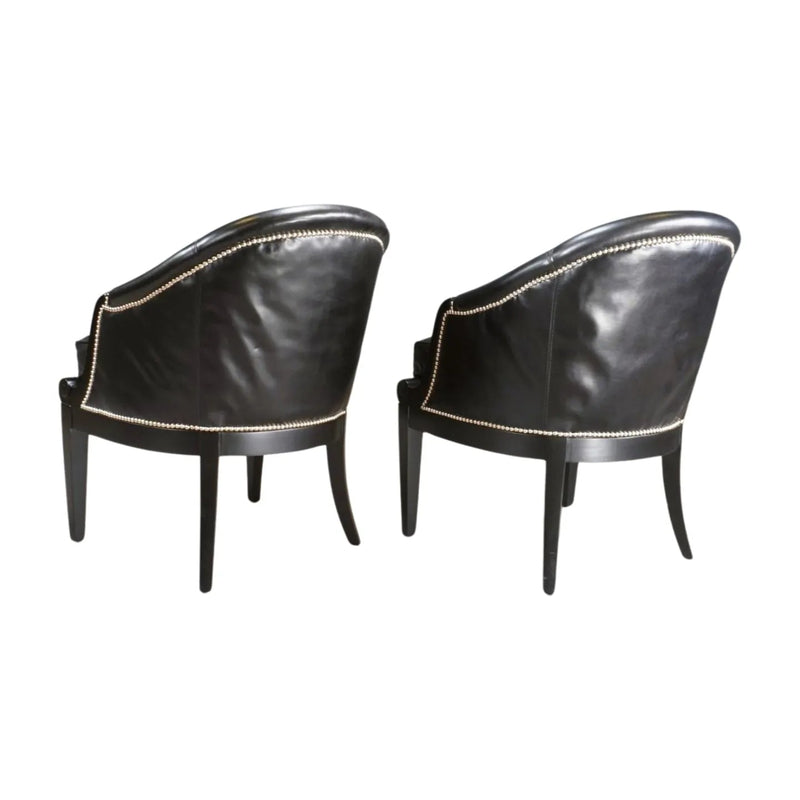 Ralph Lauren Duchess Chairs in Black Leather - REHAUS - Ralph Lauren