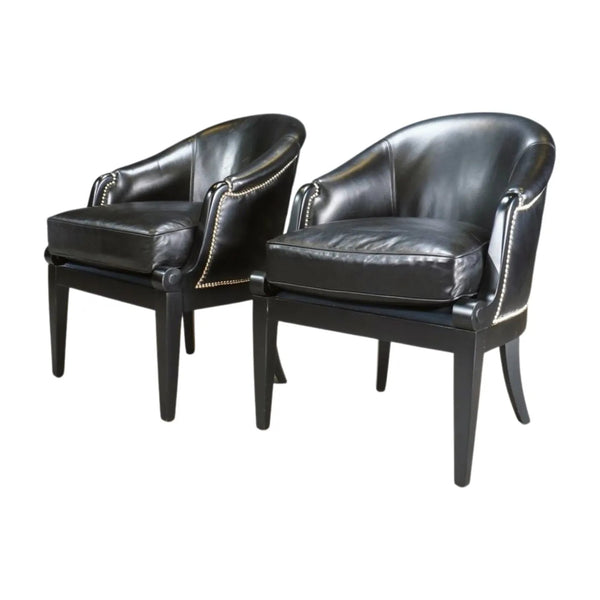 Ralph Lauren Duchess Chairs in Black Leather - REHAUS - Ralph Lauren