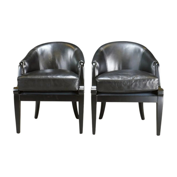 Ralph Lauren Duchess Chairs in Black Leather - REHAUS - Ralph Lauren