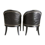 Ralph Lauren Duchess Chairs in Black Leather - REHAUS - Ralph Lauren