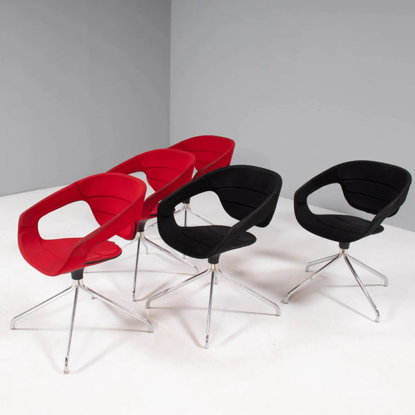 Red & Black Swivel Office Chairs, Set of 5 - REHAUS - Bespoke