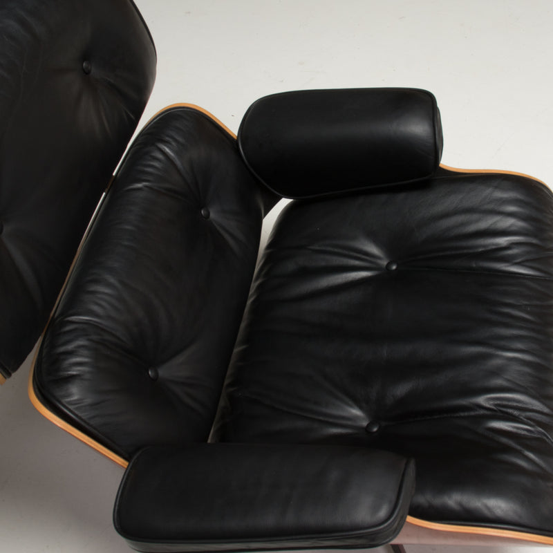 Eames Palisander & Black Leather Tall Lounge Chair & Ottoman by Vitra, 2006