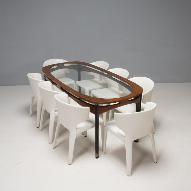 Mid Century Italian Rosewood & Glass Dining Table, 1950s