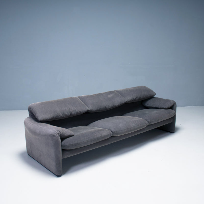 Cassina by Vico Magistretti Maralunga Grey Three-Seater Sofa