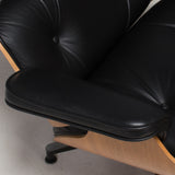 Eames Oiled Walnut & Black Leather Lounge Chair & Ottoman by Herman Miller