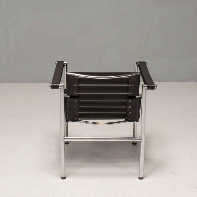 Cassina by Le Corbusier, Pierre Jeanneret & Charlotte Perriand Black Leather LC1 Armchair
