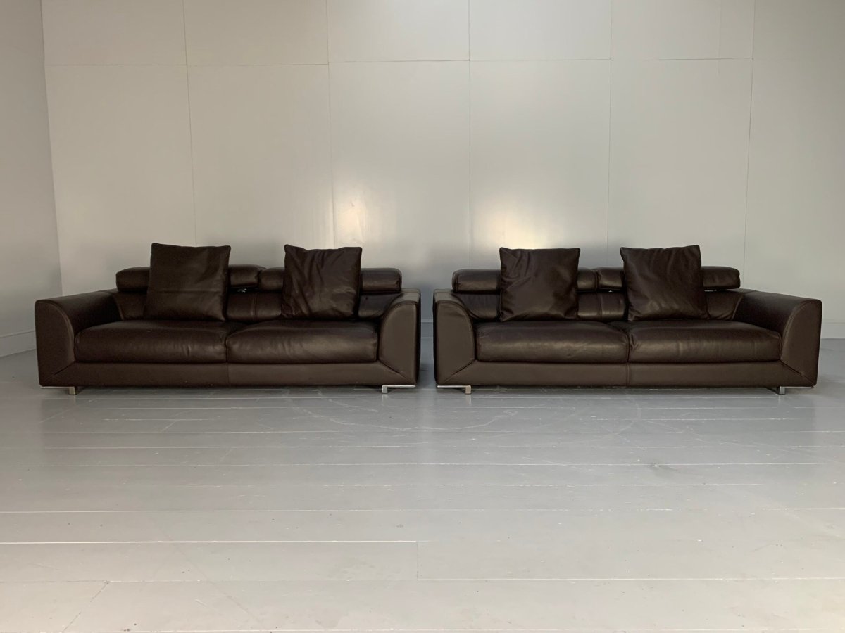Roche Bobois 3 - Seat Sofa - In Dark Brown Leather @ REHAUS